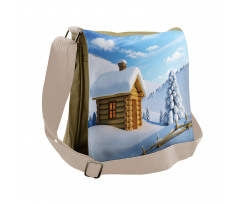 Lodge in Snowy Landscape Messenger Bag