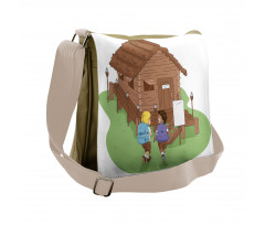 2 Kids Heading to Lodge Messenger Bag