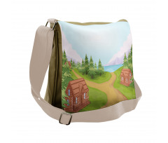 Country Village Cartoon Messenger Bag