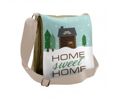 Lodge with Winter Theme Messenger Bag