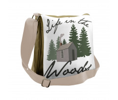 Rustic Lodge in Forest Messenger Bag