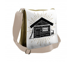 Grunge Sketch of Cabin Messenger Bag