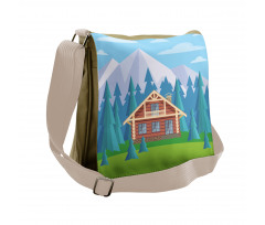 Wooden House in Mountain Messenger Bag