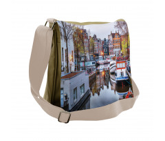 Small Boats on Amstel River Messenger Bag