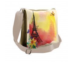 Romantic Floral Eiffel Messenger Bag