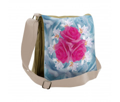 Graphic Roses and Lilies Messenger Bag