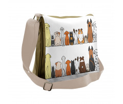 Dog Family in a Row Messenger Bag