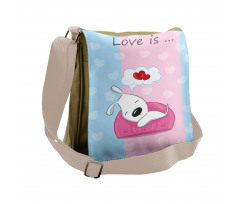 Puppies on Sofa Heart Shape Messenger Bag