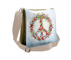 Peace Sign with Hearts Messenger Bag