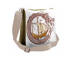 Sailing Boat Waves Dragon Messenger Bag