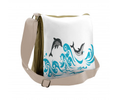 Big Fish Mammal Waves Art Messenger Bag