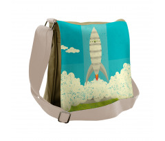 Flying Rocket Clouds Art Messenger Bag