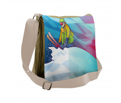 Man Skiing Sportive Scene Messenger Bag