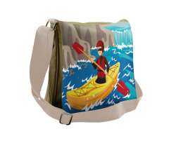 Boy Kayaking in the River Messenger Bag