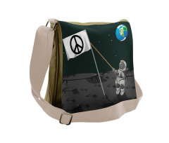 Astronaut Setting a Flag Messenger Bag