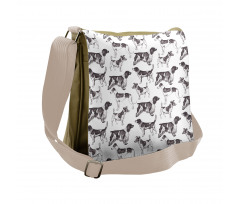 Monochrome Dog Breeds Messenger Bag