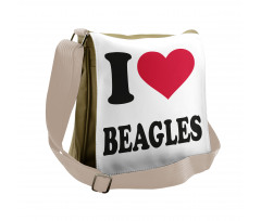 I Love Beagles Lettering Messenger Bag