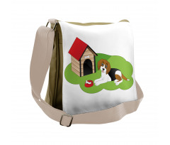 Dog House Bone Grass Graphic Messenger Bag