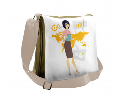 Businesswoman Notepad Messenger Bag