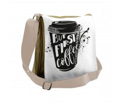 Black White Cup Messenger Bag