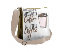 Morning Starts Cup Messenger Bag