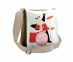 Whimsical Panda Hit Man Text Messenger Bag