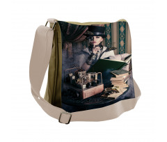 Steampunk Woman Vintage Messenger Bag