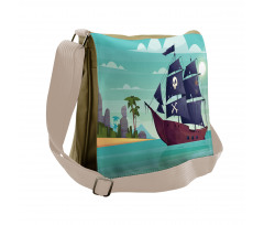 Pirate Ship on Water Messenger Bag