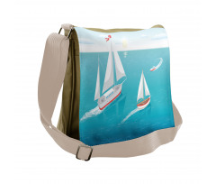 Sailing Boats and Sun Messenger Bag