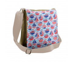 Sailing Boats Wave Graphic Messenger Bag