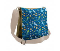 Fish Turtle Nautical Messenger Bag