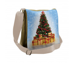 Fir Tree Snowy Weather Messenger Bag