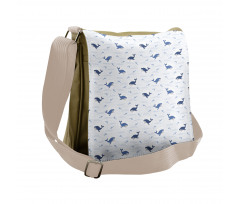 Fish Big Mammal Wave Graphic Messenger Bag