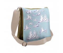 Fluffy Clouds Sketch Art Messenger Bag