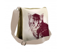 Grunge Retro Kitty Cat Messenger Bag