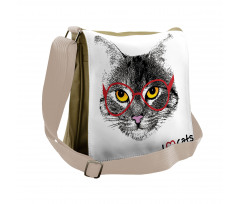 Nerd Cat with Glasses Messenger Bag