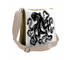 Monochrome Animal Sketch Messenger Bag