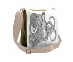 Sea Animal Holding a Bottle Messenger Bag