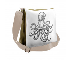 Sea Animal Hand Drawn Image Messenger Bag