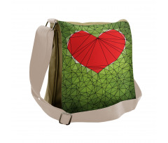 Geometric Mosaic Art Heart Messenger Bag