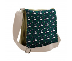 Bird Water Lily and Leaves Messenger Bag