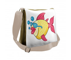 Funny Fish Vacationing Messenger Bag