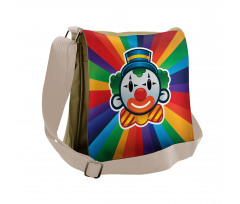 Clown Face Colorful Stripes Messenger Bag