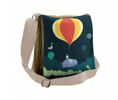 Hot Air Balloon and Animals Messenger Bag