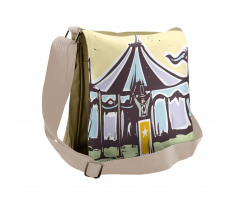 Carnival Scene Man and Tent Messenger Bag