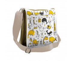 Hipster Style Animal Motifs Messenger Bag