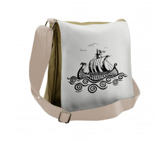 Ship with Whirlpool Waves Messenger Bag