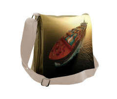 Container Ship at Sunrise Messenger Bag