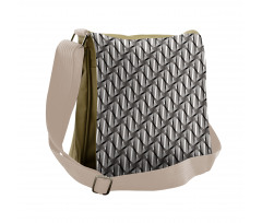 Monotone Greyscale Shapes Messenger Bag