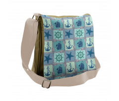 Ships Wheel Turquoise Messenger Bag